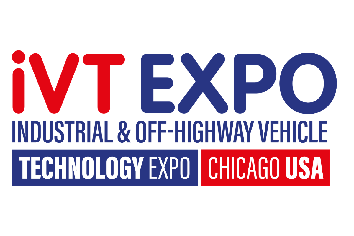IVT Expo logo: Industrial & Off-Highway Vehicle Technology Expo, Chicago USA (blue and red branding)